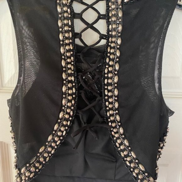 Black "Say YES to the PROM" Dress, Size 0 - Two-piece, beaded prom dress - Picture 5 of 10